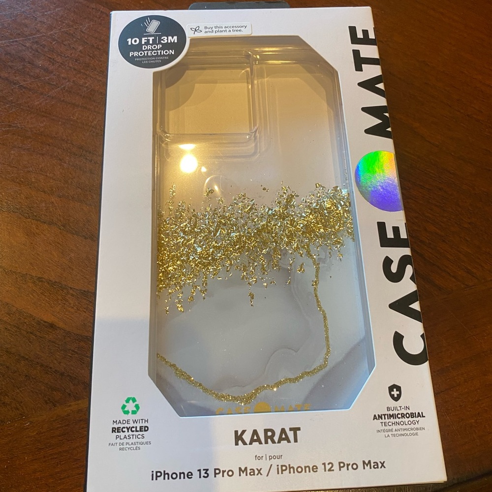 Case-Mate Karat Floral GOLD w clear Cover for Apple iPhone 13 PRO MAX 12 Pro MAX